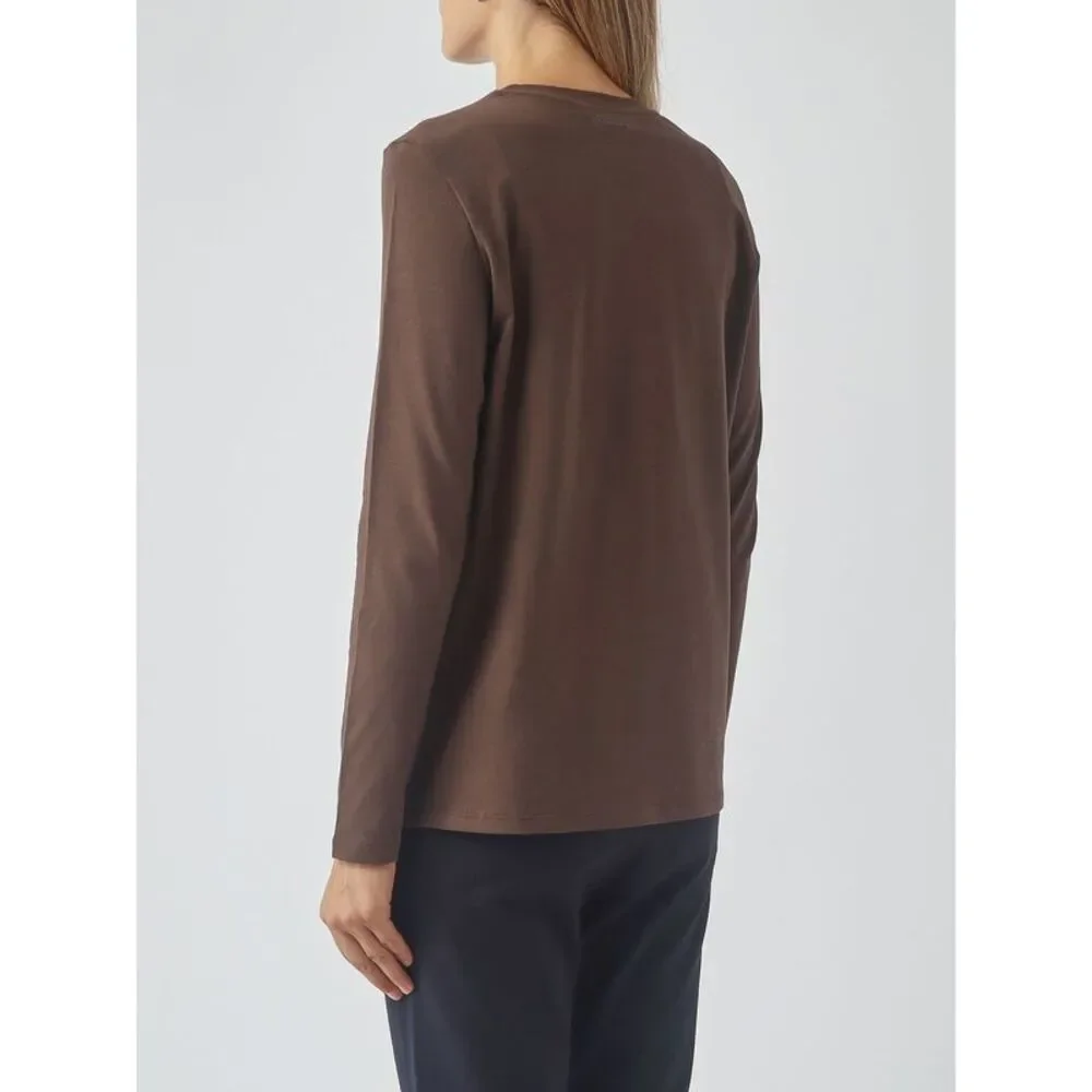 Mm Max Mara Women Mm Max Mara Long-Sleeved Stretch-Cotton Crewneck T-Shirt